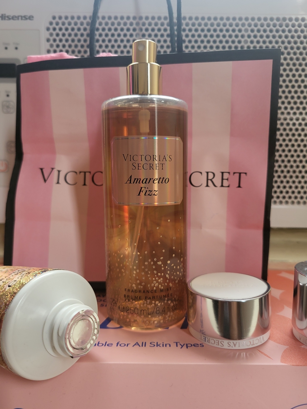 Victoria's Secret Amaretto Fizz Body Mist - Gold and Pink Accents